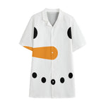 Snowman Face Print Cotton Hawaiian Shirt