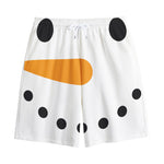 Snowman Face Print Cotton Shorts