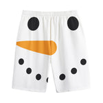 Snowman Face Print Cotton Shorts