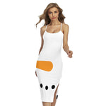 Snowman Face Print Cross Back Cami Dress