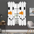 Snowman Face Print Grommet Curtain Panels