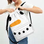 Snowman Face Print Drawstring Backpack
