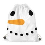 Snowman Face Print Drawstring Bag