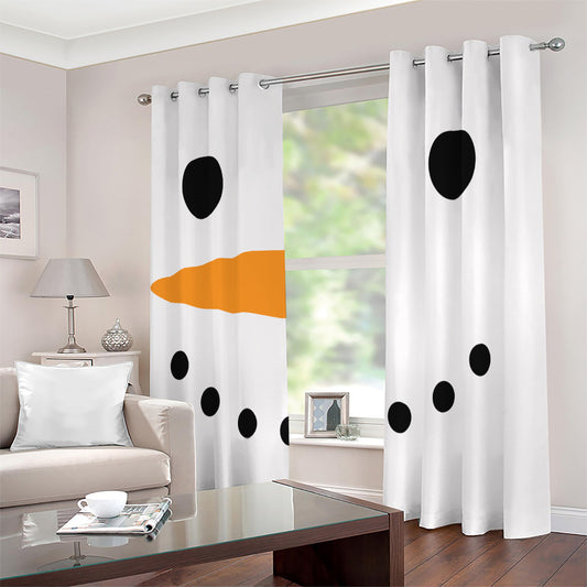 Snowman Face Print Extra Wide Grommet Curtains