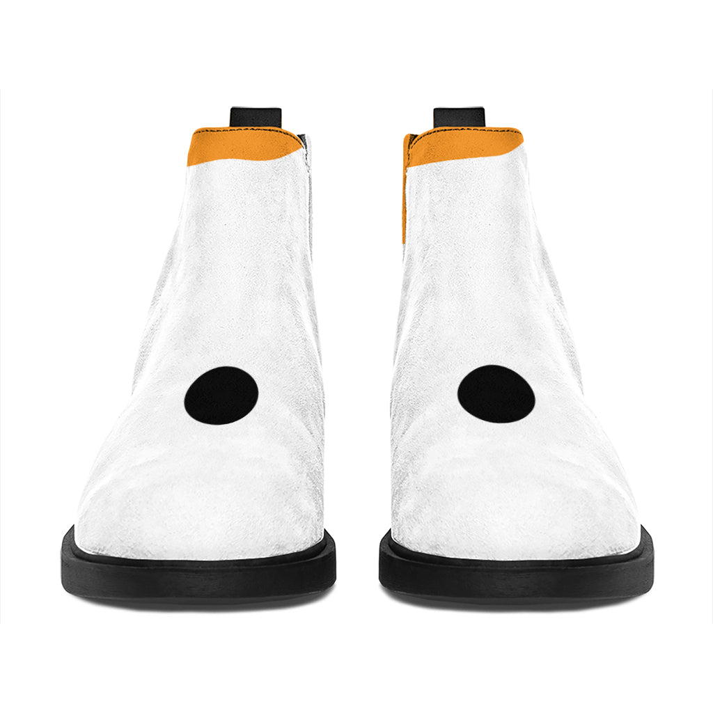 Snowman Face Print Flat Ankle Boots