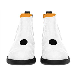 Snowman Face Print Flat Ankle Boots