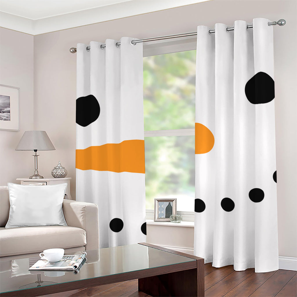 Snowman Face Print Grommet Curtains