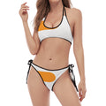 Snowman Face Print Halter Scoop Tie Side Bikini