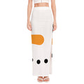 Snowman Face Print High Slit Maxi Skirt