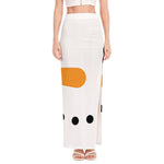 Snowman Face Print High Slit Maxi Skirt