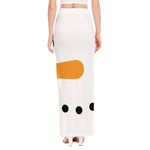 Snowman Face Print High Slit Maxi Skirt