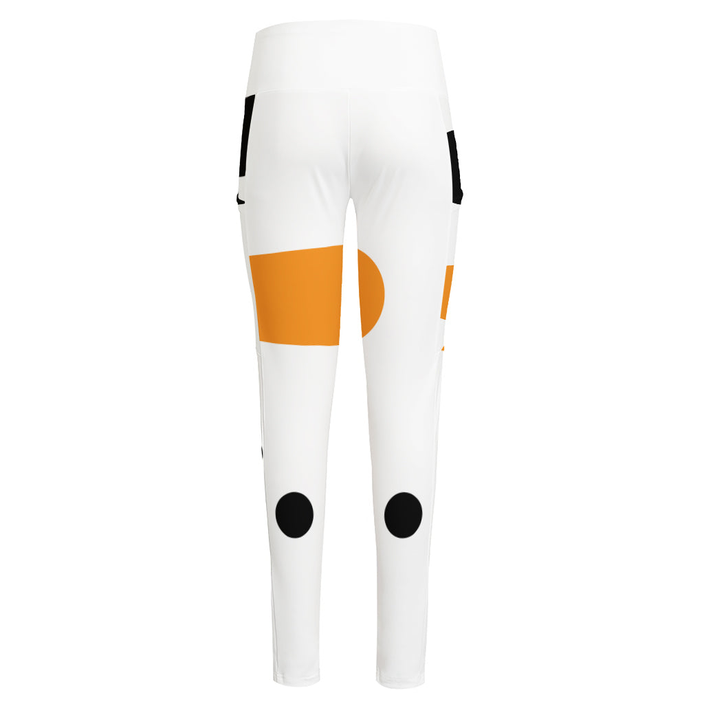 Snowman Face Print High-Waisted Pocket Leggings