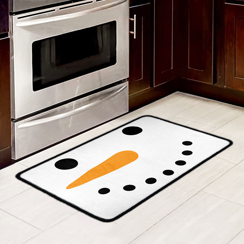 Snowman Face Print Kitchen Mat