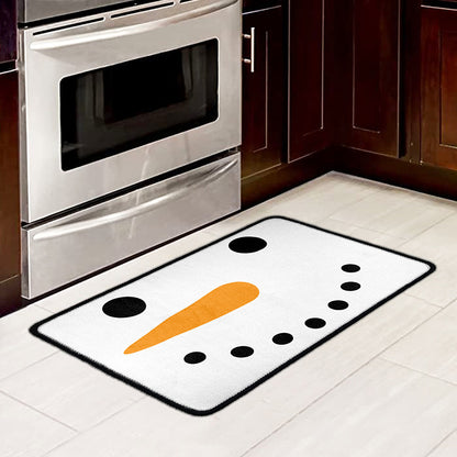 Snowman Face Print Kitchen Mat