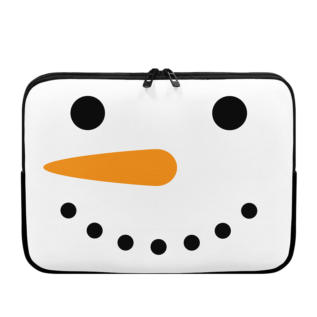 Snowman Face Print Laptop Sleeve