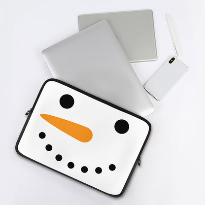 Snowman Face Print Laptop Sleeve