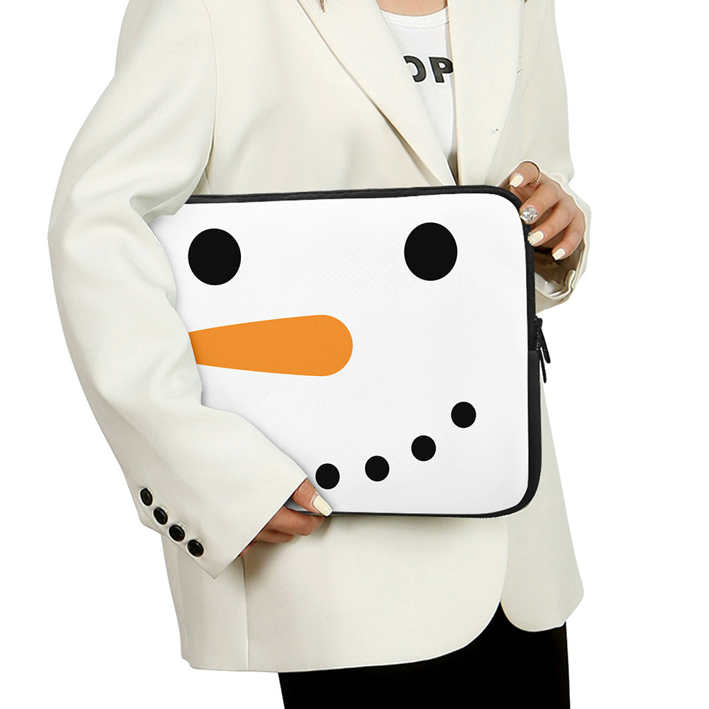 Snowman Face Print Laptop Sleeve