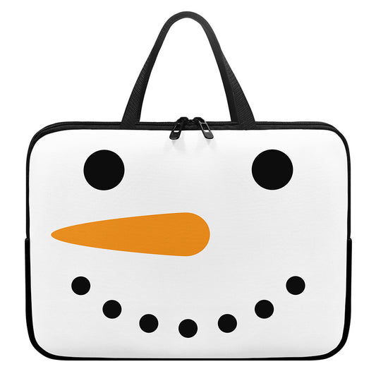 Snowman Face Print Laptop Sleeve With Handle