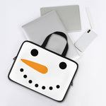 Snowman Face Print Laptop Sleeve With Handle