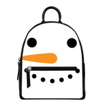 Snowman Face Print Leather Backpack