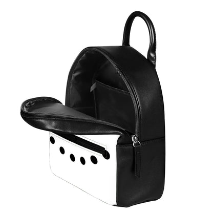 Snowman Face Print Leather Backpack