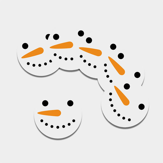 Snowman Face Print Leather Coaster Set