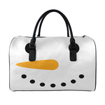 Snowman Face Print Leather Duffle Bag