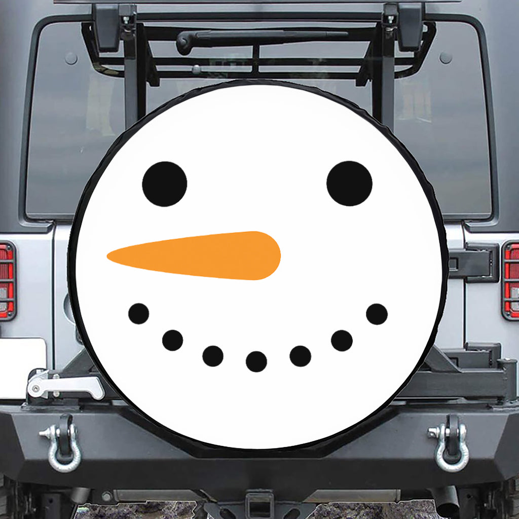 Snowman Face Print Leather Spare Tire Cover