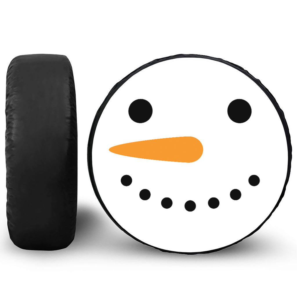 Snowman Face Print Leather Spare Tire Cover