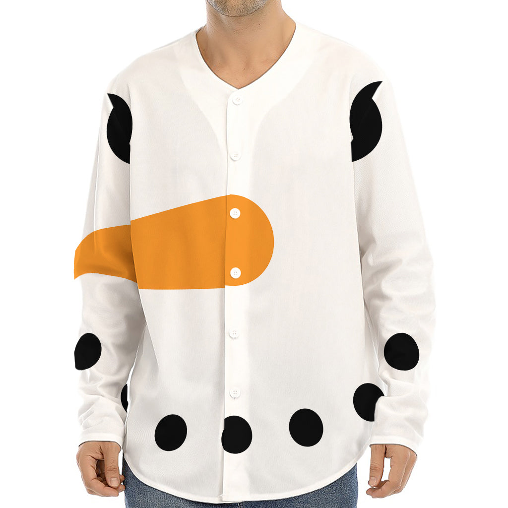 Snowman Face Print Long Sleeve Baseball Jersey