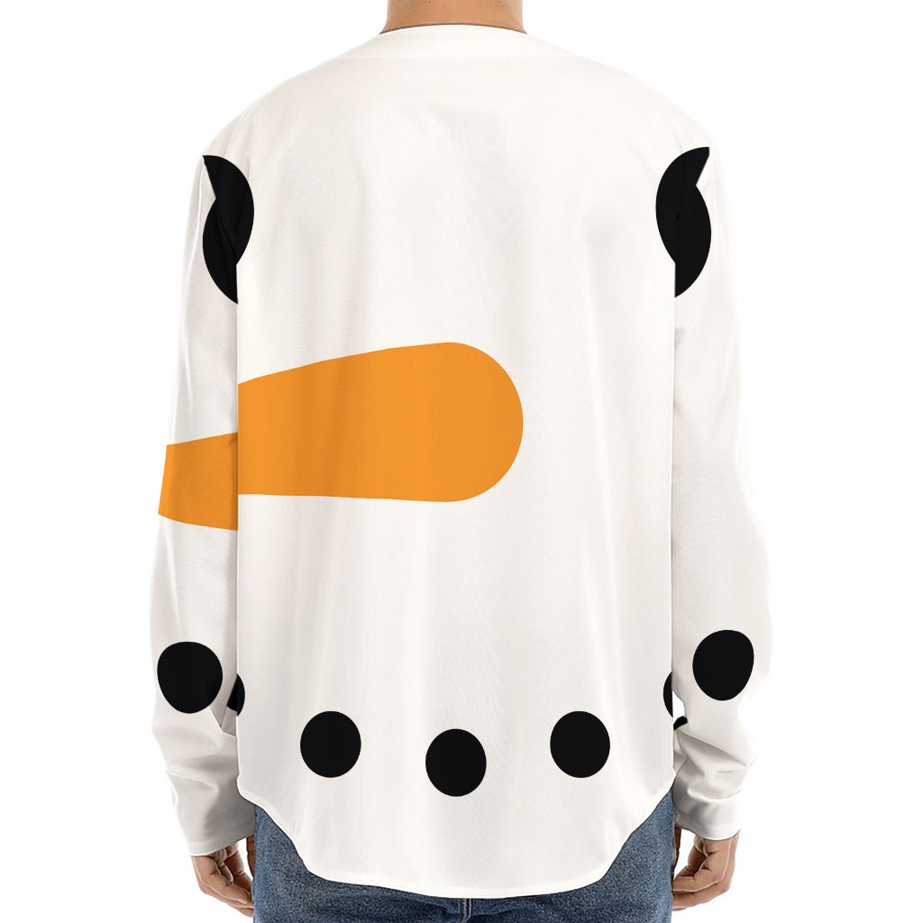 Snowman Face Print Long Sleeve Baseball Jersey