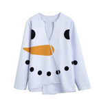 Snowman Face Print Long Sleeve Short Coat