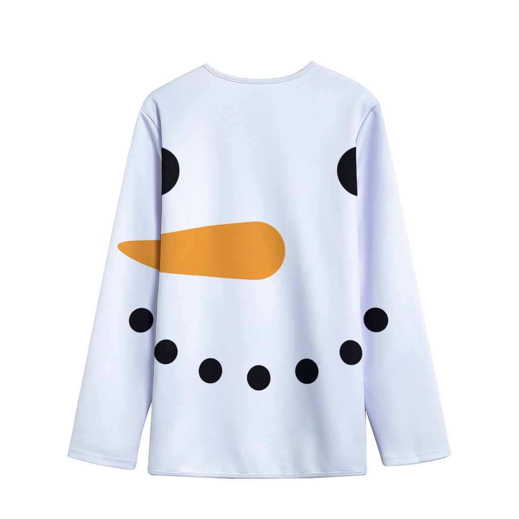 Snowman Face Print Long Sleeve Short Coat