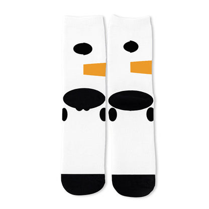 Snowman Face Print Long Socks