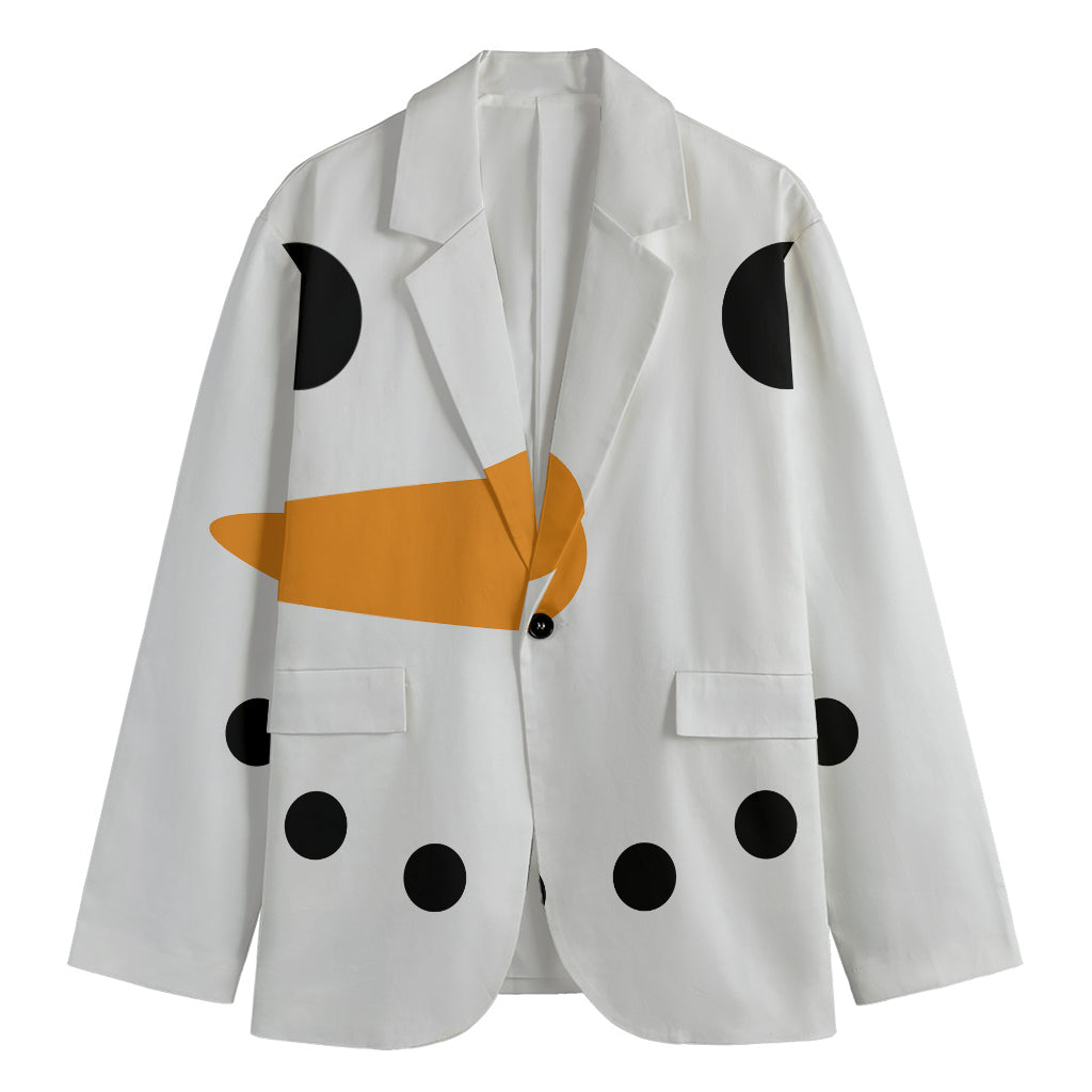 Snowman Face Print Men's Cotton Blazer