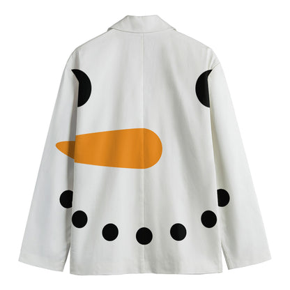 Snowman Face Print Men's Cotton Blazer