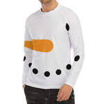 Snowman Face Print Men's Long Sleeve Rash Guard