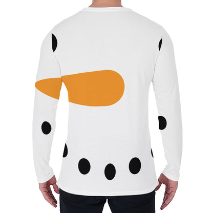 Snowman Face Print Men's Long Sleeve T-Shirt