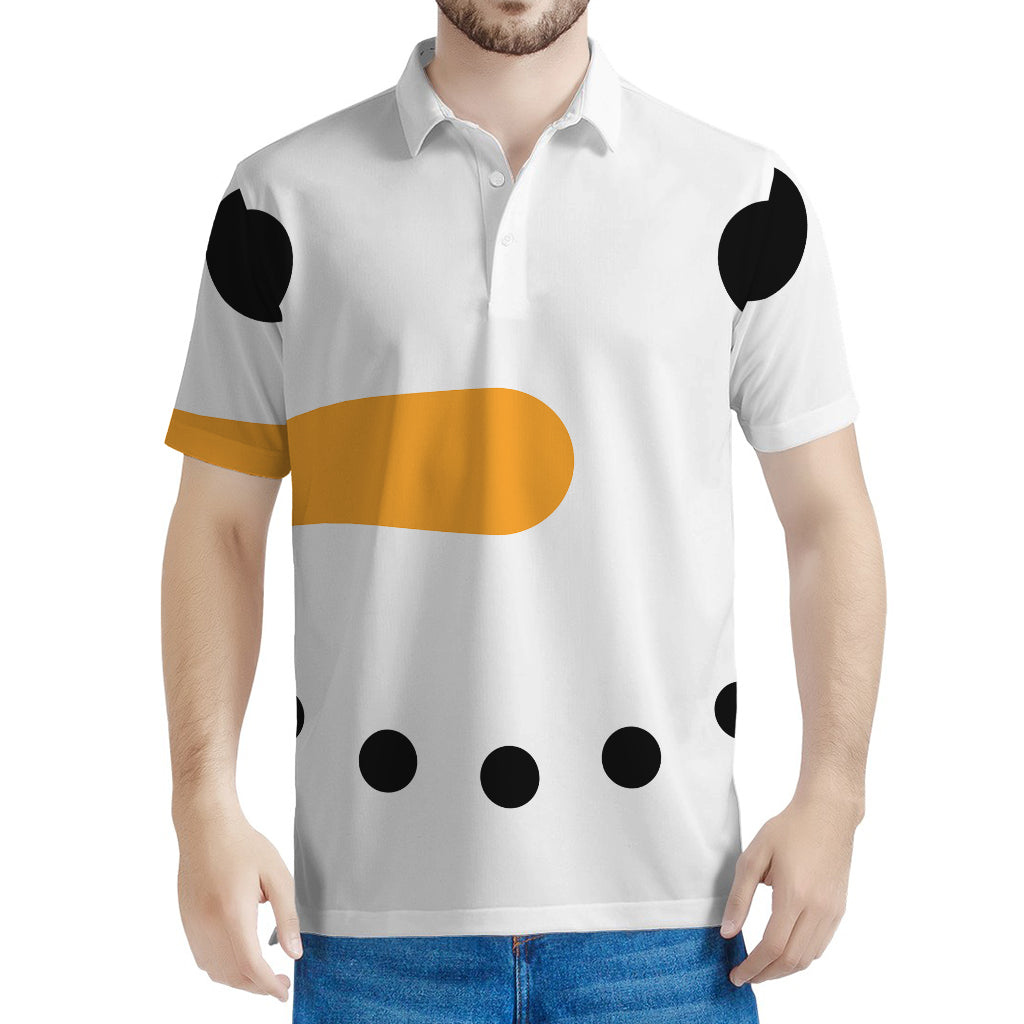 Snowman Face Print Men's Polo Shirt