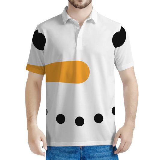 Snowman Face Print Men's Polo Shirt