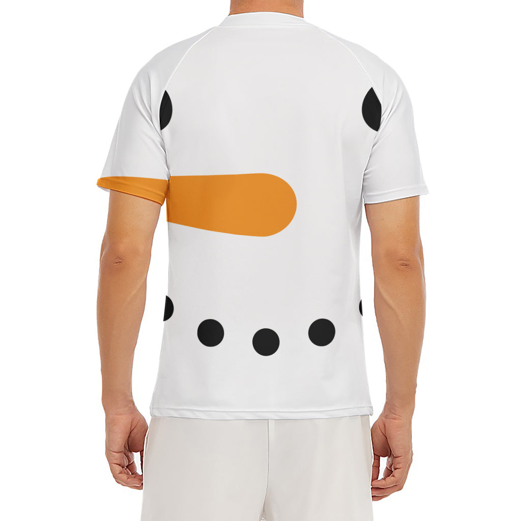 Snowman Face Print Men's Short Sleeve Rash Guard