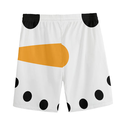 Snowman Face Print Men's Sports Shorts