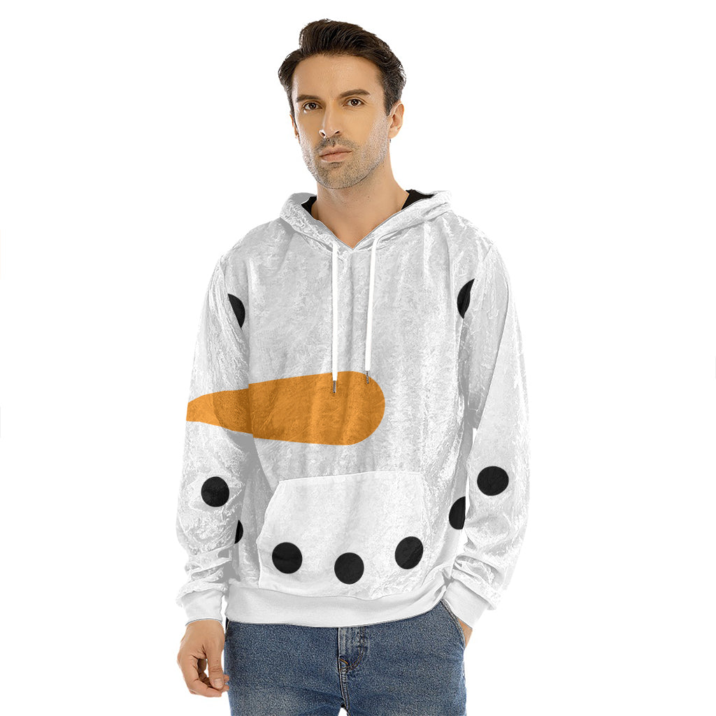 Snowman Face Print Men's Velvet Pullover Hoodie
