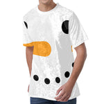 Snowman Face Print Men's Velvet T-Shirt