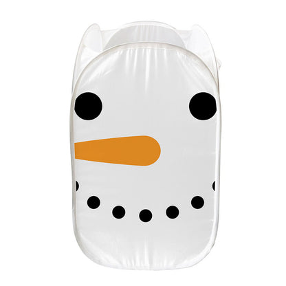 Snowman Face Print Mesh Laundry Hamper