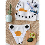 Snowman Face Print One Shoulder Bikini Top