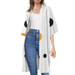Snowman Face Print Open Front Beach Cover Up