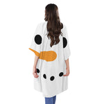 Snowman Face Print Open Front Beach Cover Up
