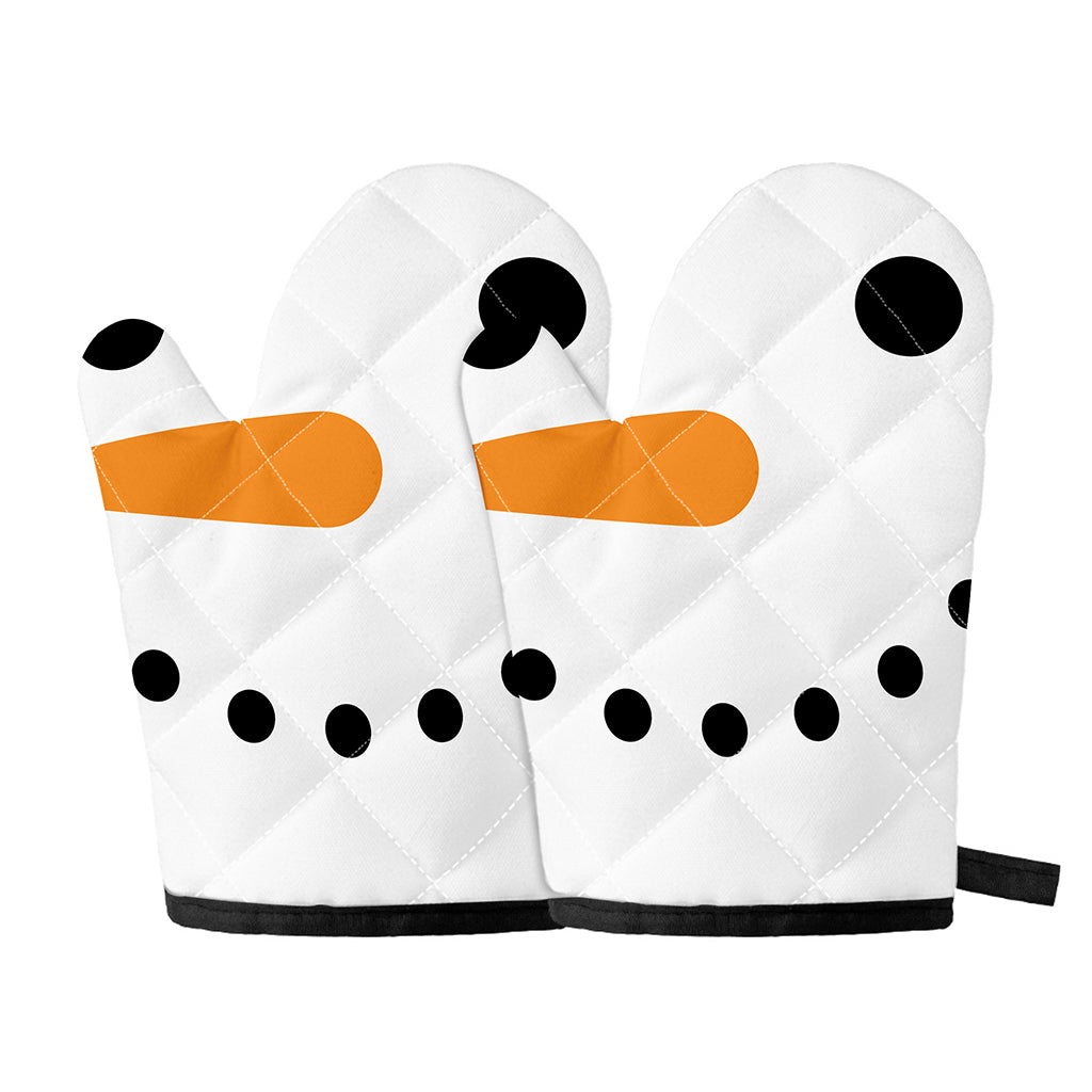 Snowman Face Print Oven Mitts