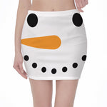 Snowman Face Print Pencil Mini Skirt